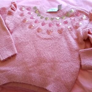 Pink Sweater with Heart Sequins